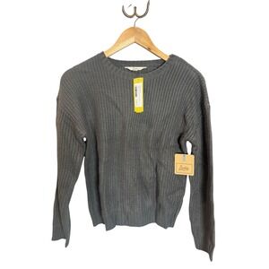 NWT Bixby Nomad Girls Eleanor Enzyme Wash Pullover Sweater Dark Grey Size L